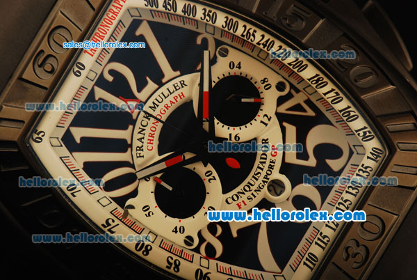 Franck Muller Conquistador Chronograph Miyota Quartz PVD Case with Black Dial and Black Rubber Strap - Click Image to Close
